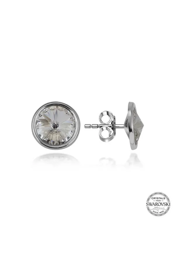 Luz&Pos Swarovski Crystal Taşlı Gümüş Çivili Kadın Küpe