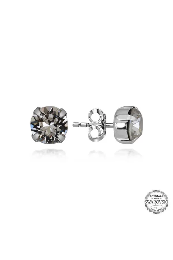 Luz&Pos Swarovski Crystal Taşlı Gümüş Çivili Kadın Küpe