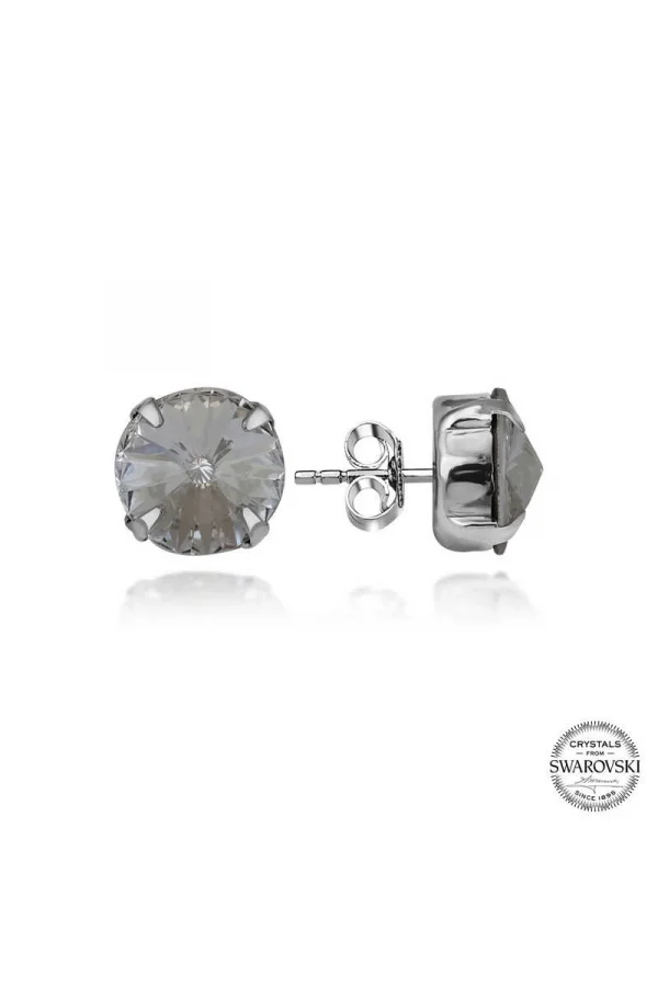 Luz&Pos Swarovski Crystal Taşlı Gümüş  Çivili Kadın Küpe