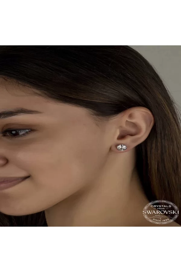 Luz&Pos Swarovski Crystal Taşlı Gümüş Çivili Kadın Küpe