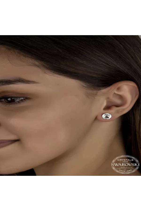Luz&Pos Swarovski Crystal Taşlı Gümüş Çivili Kadın Küpe