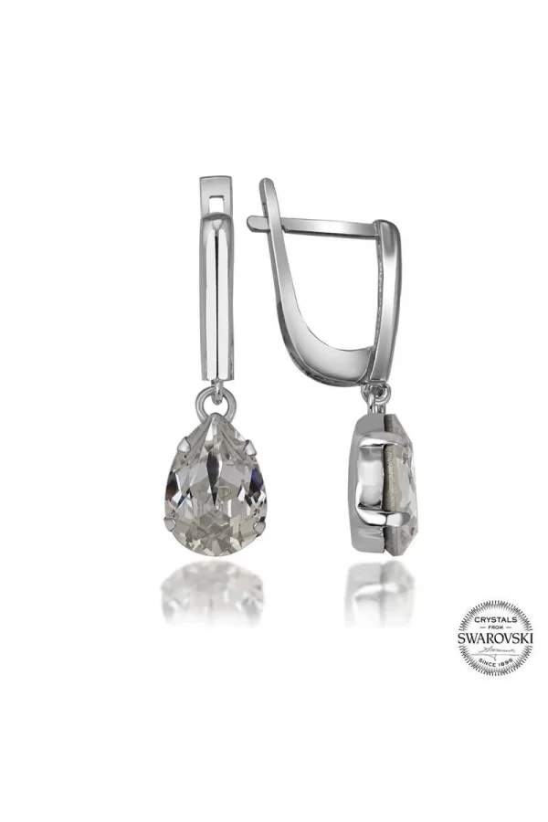 Luz&Pos Swarovski Crystal Taşlı Gümüş Damla Sallantılı Kadın Küpe
