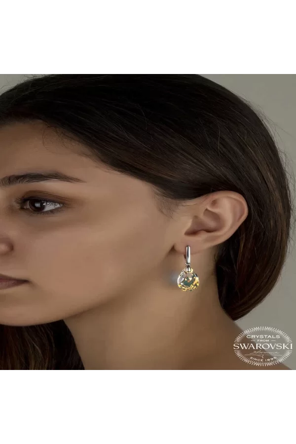 Luz&Pos Swarovski Crystal Taşlı Gümüş Damla Sallantılı Kadın Küpe