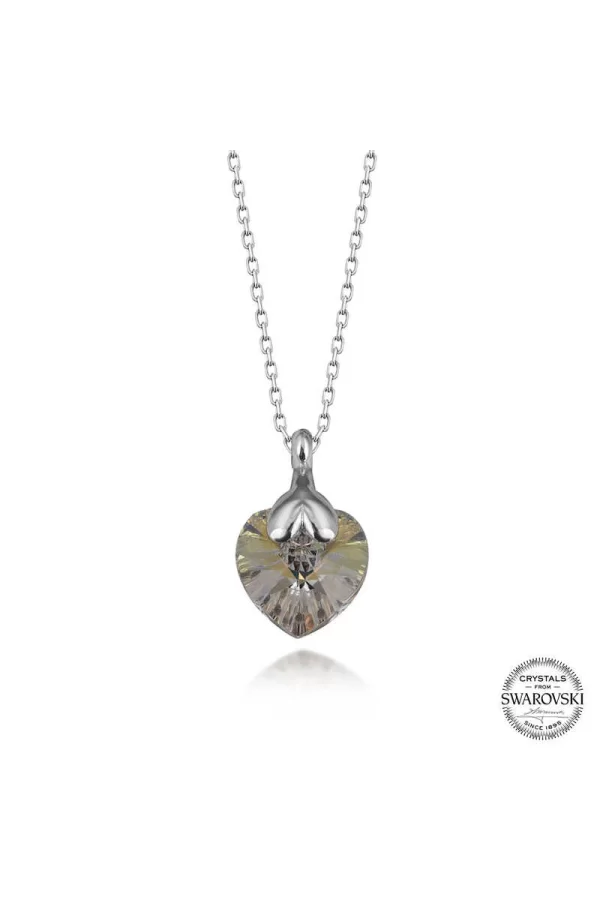 Luz&Pos Swarovski Crystal Taşlı Gümüş Kalp Kadın Kolye
