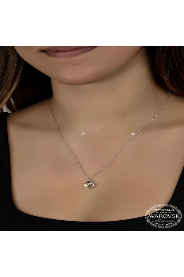 Luz&Pos Swarovski Crystal Taşlı Gümüş Kalp Kadın Kolye