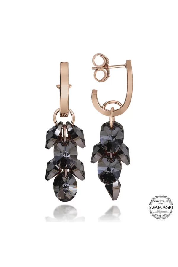 Luz&Pos Swarovski Crystal Taşlı Gümüş Salkım Sallantılı Kadın Küpe