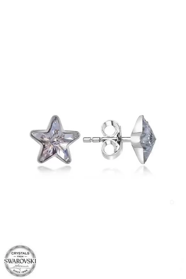 Luz&Pos Swarovski Crystal Taşlı Gümüş Yıldız Çivili Kadın Küpe