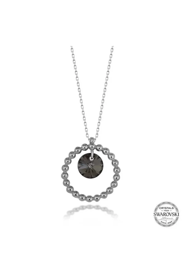 Luz&Pos Swarovski Crystal Taşlı Halka Gümüş Kadın Kolye