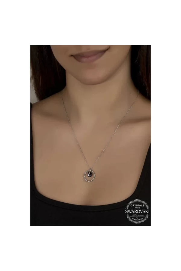 Luz&Pos Swarovski Crystal Taşlı Halka Gümüş Kadın Kolye
