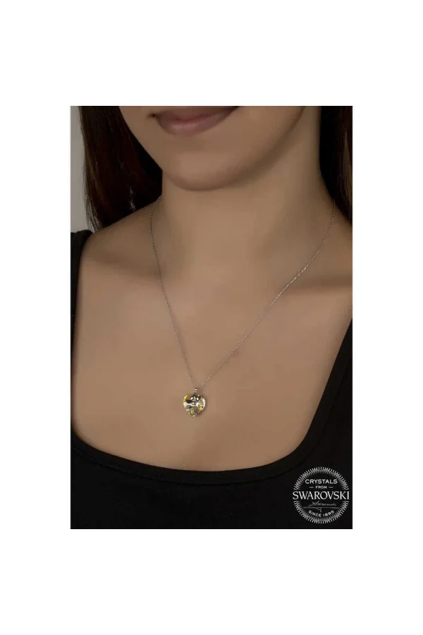 Luz&Pos Swarovski Crystal Taşlı Kalp Gümüş Kadın Kolye