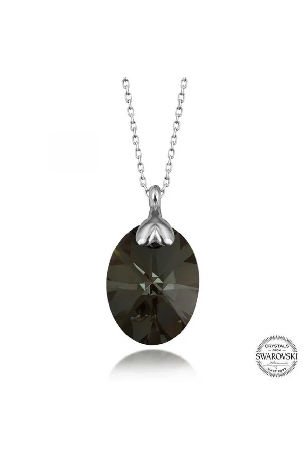 Luz&Pos Swarovski Crystal Taşlı Oval Gümüş Kadın Kolye
