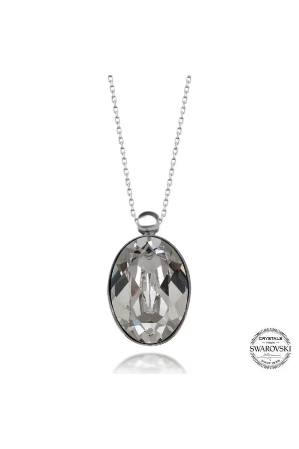 Luz&Pos Swarovski Crystal Taşlı Oval Gümüş Kadın Kolye
