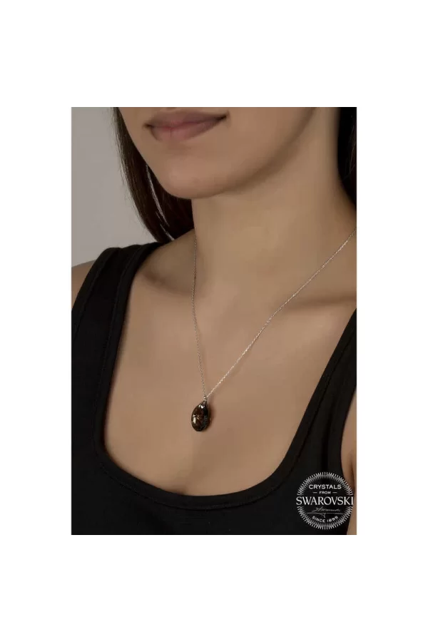 Luz&Pos Swarovski Crystal Taşlı Oval Gümüş Kadın Kolye