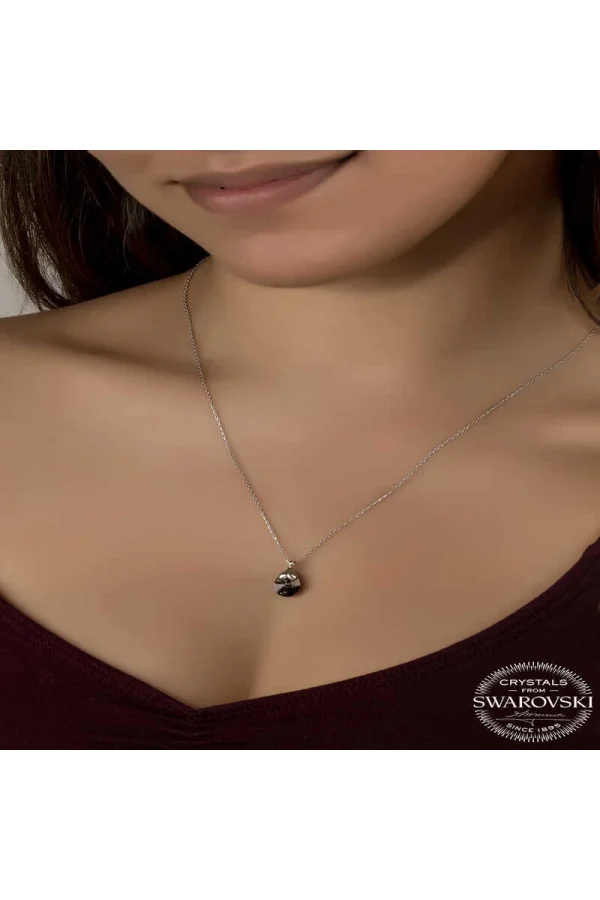 Luz&Pos Swarovski Crystal Taşlı Oval Gümüş Kadın Kolye