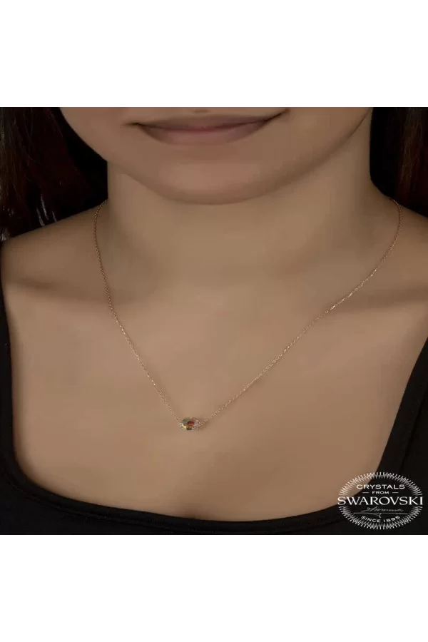 Luz&Pos Swarovski Crystal Taşlı Parlak Top Gümüş Kadın Kolye