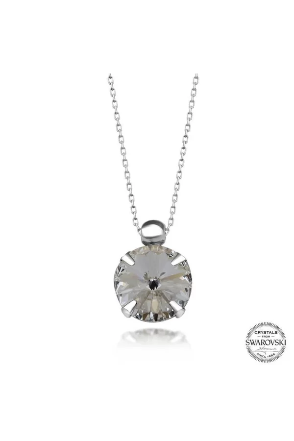 Luz&Pos Swarovski Crystal Taşlı Tektaş Gümüş Kadın Kolye