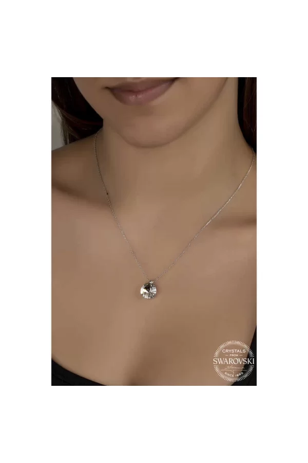 Luz&Pos Swarovski Crystal Taşlı Tektaş Gümüş Kadın Kolye