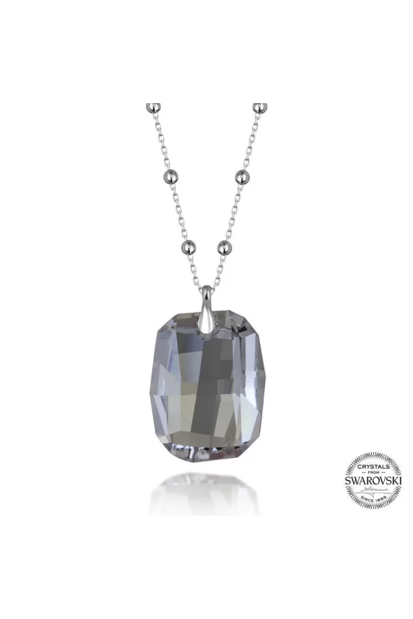 Luz&Pos Swarovski Crystal Taşlı Top Zincir Baget Gümüş Kadın Kolye