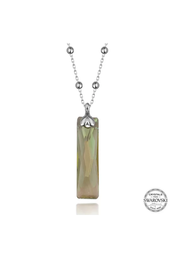 Luz&Pos Swarovski Crystal Taşlı Top Zincir Baget Gümüş Kadın Kolye