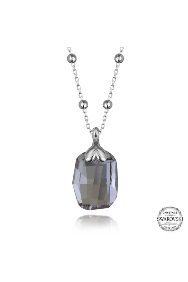Luz&Pos Swarovski Crystal Taşlı Top Zincir Baget Gümüş Kadın Kolye