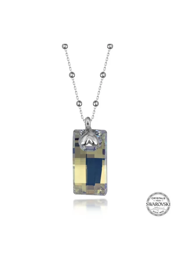 Luz&Pos Swarovski Crystal Taşlı Top Zincir Baget Gümüş Kadın Kolye