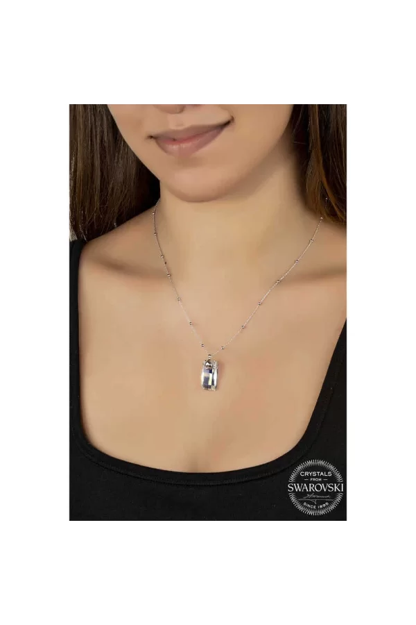 Luz&Pos Swarovski Crystal Taşlı Top Zincir Baget Gümüş Kadın Kolye