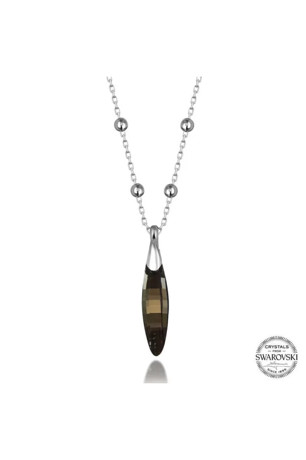 Luz&Pos Swarovski Crystal Taşlı Top Zincir Çubuk Gümüş Kadın Kolye