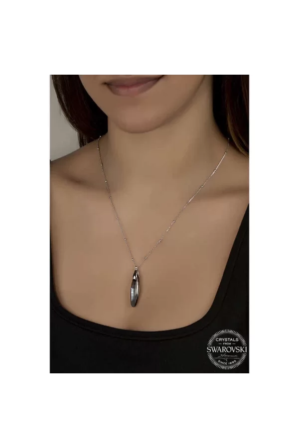Luz&Pos Swarovski Crystal Taşlı Top Zincir Çubuk Gümüş Kadın Kolye
