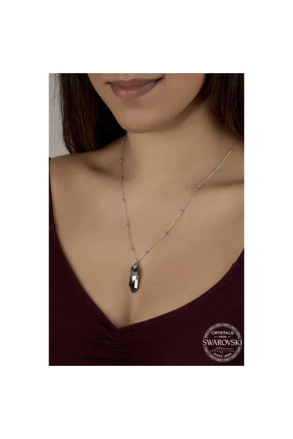 Luz&Pos Swarovski Crystal Taşlı Top Zincir Gümüş Kadın Kolye