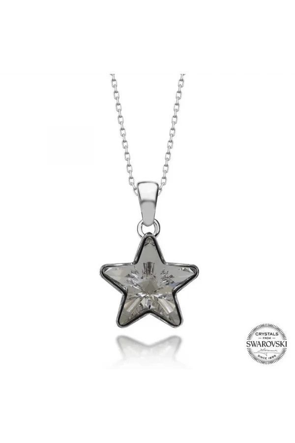 Luz&Pos Swarovski Crystal Taşlı Yıldız Gümüş Kadın Kolye
