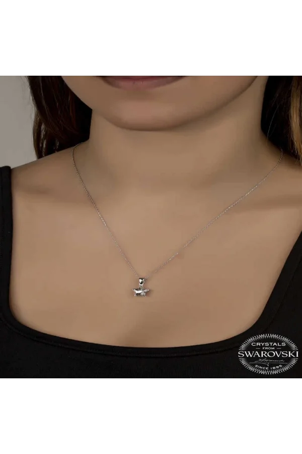 Luz&Pos Swarovski Crystal Taşlı Yıldız Gümüş Kadın Kolye