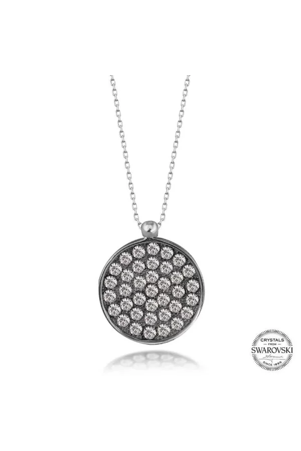 Luz&Pos Swarovski Crystal Taşlı Yuvarlak Gümüş Kadın Kolye