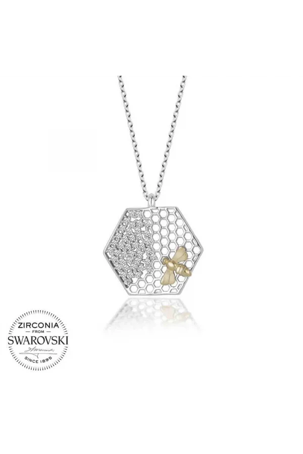 Luz&Pos Swarovski Taşlı Gümüş Arı Bayan Kolye