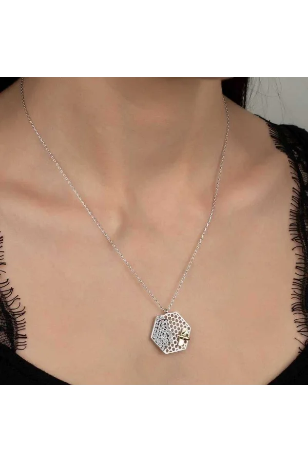Luz&Pos Swarovski Taşlı Gümüş Arı Bayan Kolye