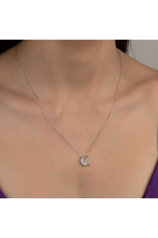 Luz&Pos Swarovski Taşlı Gümüş Ayyıldız Bayan Kolye