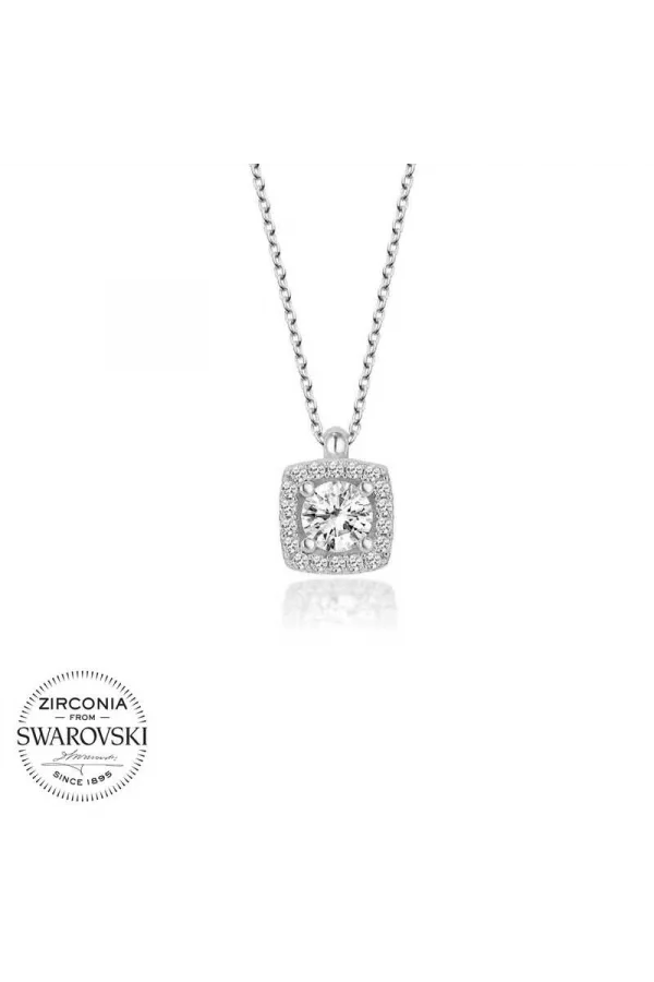Luz&Pos Swarovski Taşlı Gümüş  Baget Tektaş Bayan Kolye