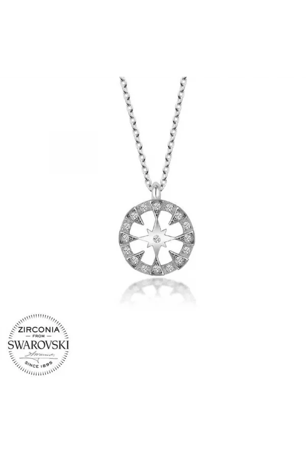 Luz&Pos Swarovski Taşlı Gümüş Çember Bayan Kolye