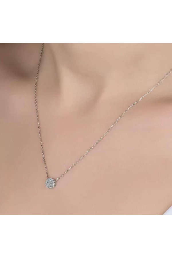 Luz&Pos Swarovski Taşlı Gümüş Çember Bayan Kolye