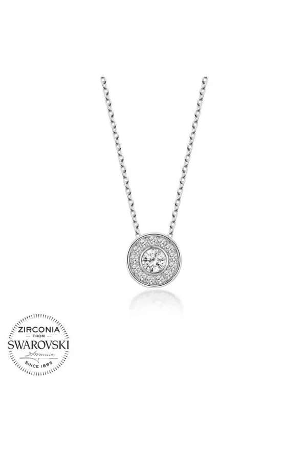 Luz&Pos Swarovski Taşlı Gümüş Çember Tektaş Bayan Kolye