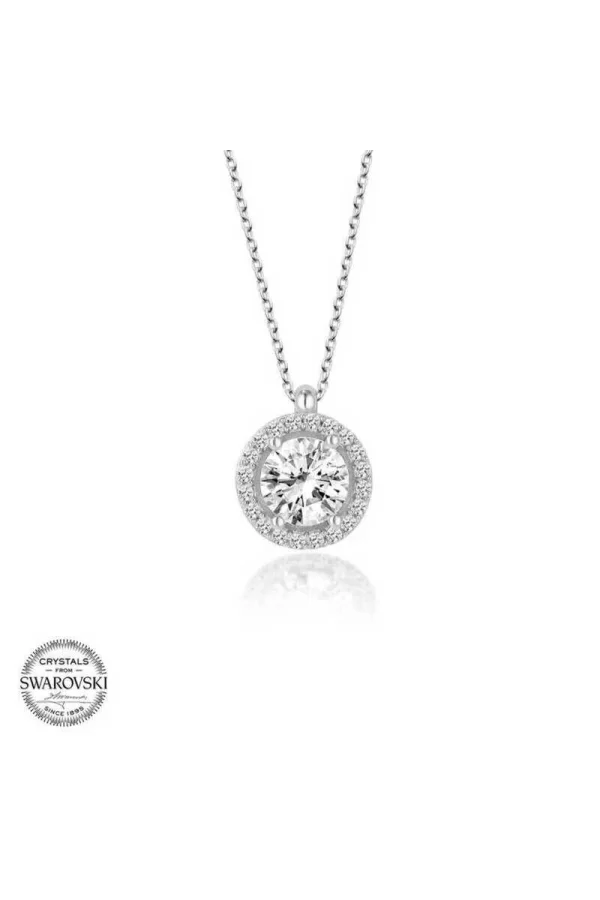 Luz&Pos Swarovski Taşlı Gümüş Çember Tektaş Bayan Kolye