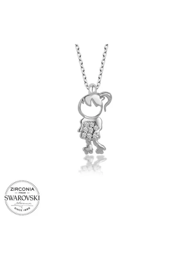 Luz&Pos Swarovski Taşlı Gümüş Çocuk Bayan Kolye
