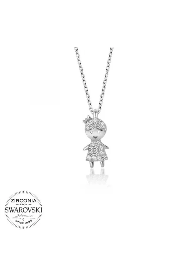 Luz&Pos Swarovski Taşlı Gümüş Çocuk Bayan Kolye