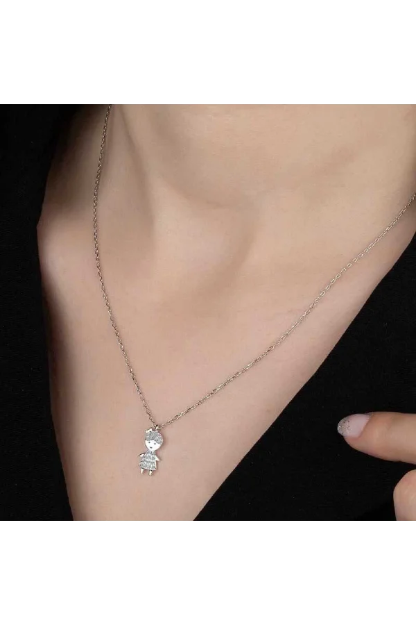 Luz&Pos Swarovski Taşlı Gümüş Çocuk Bayan Kolye
