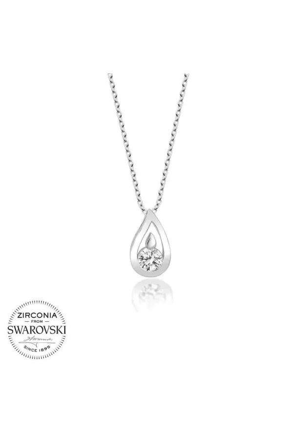 Luz&Pos Swarovski Taşlı Gümüş Damla Bayan Kolye