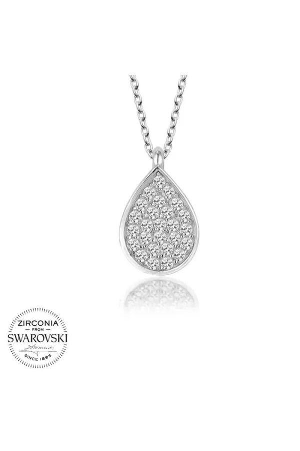 Luz&Pos Swarovski Taşlı Gümüş Damla Bayan Kolye