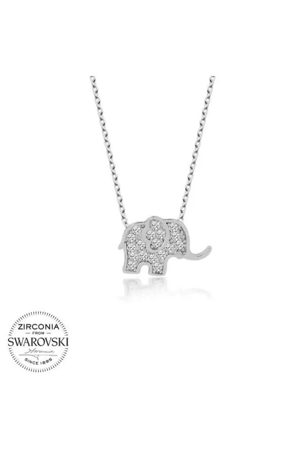 Luz&Pos Swarovski Taşlı Gümüş Fil Bayan Kolye