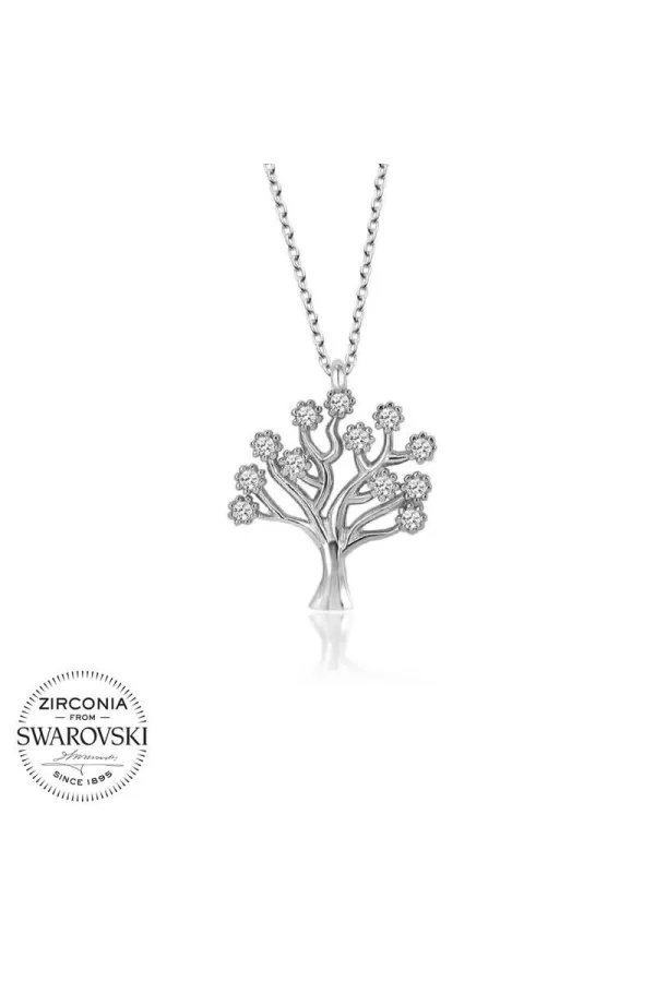 Luz&Pos Swarovski Taşlı Gümüş Hayat Ağacı Bayan Kolye