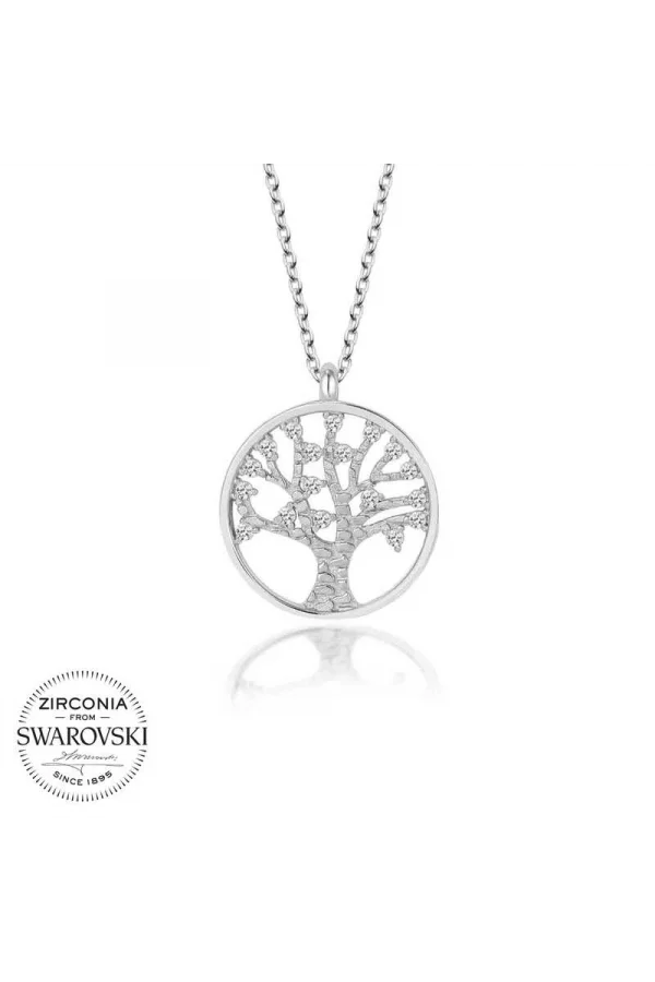 Luz&Pos Swarovski Taşlı Gümüş Hayat Ağacı Bayan Kolye