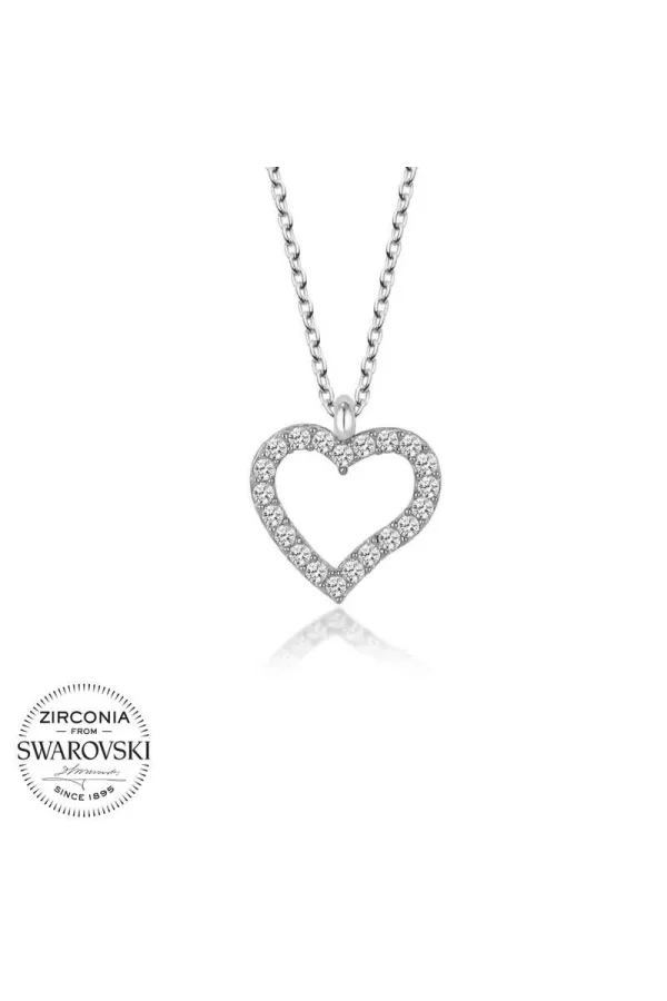 Luz&Pos Swarovski Taşlı Gümüş Kalp Bayan Kolye