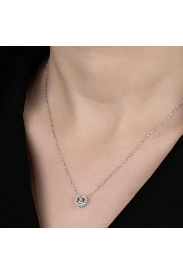 Luz&Pos Swarovski Taşlı Gümüş Kalp Bayan Kolye